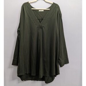 eShakti Zapelle Women Shirt 4x 30W Green Long Sleeves w/Pockets Comfy Oversized